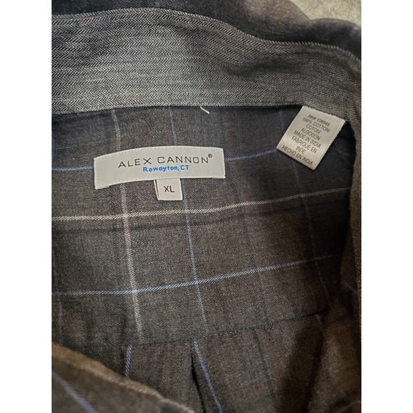 Alex Cannon Men's XL Long Sleeve Shirt Button Down Grey Windowpane Soft - Picture 4 of 13